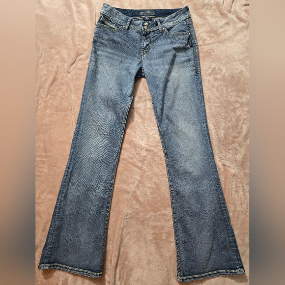 Silver Jeans Suki Flap Blue Boot Cut Jeans Pearl Rivets 2 Button Size 29W 32L - Picture 8 of 13